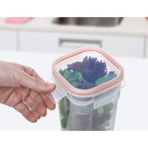 حافظة طعام آمنة بغطاء محكم سعة 1 لتر - شفاف & أحمر